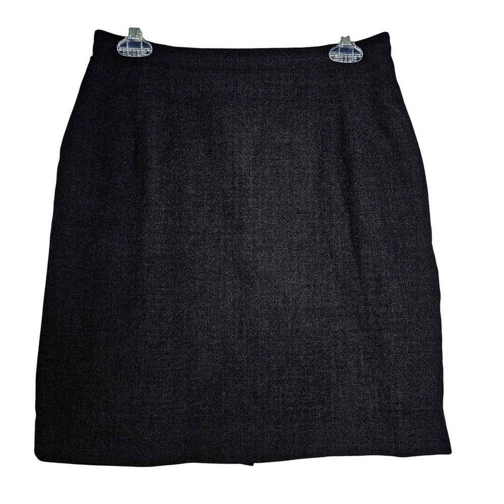 Talbots Vintage Black Wool‎ Blend Crepe Pencil Skirt Small Petite Minimalist USA